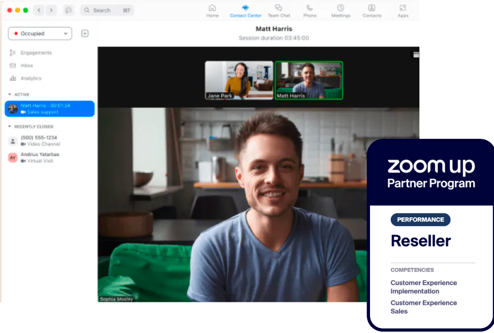 Zoom Contact Center video call screenshot