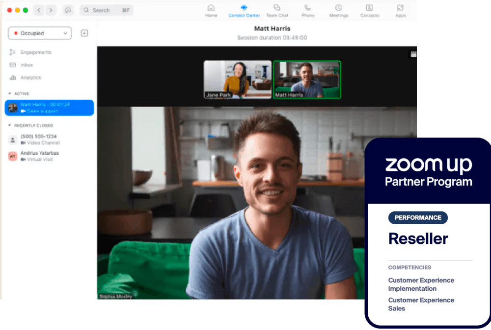 Zoom Contact Center video call screenshot