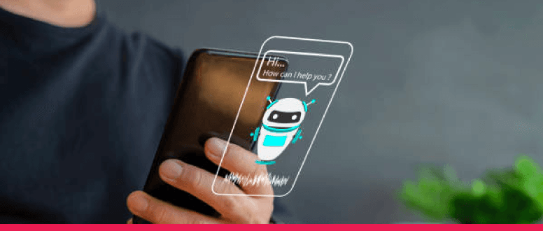 Person holding phone chatting with a bot