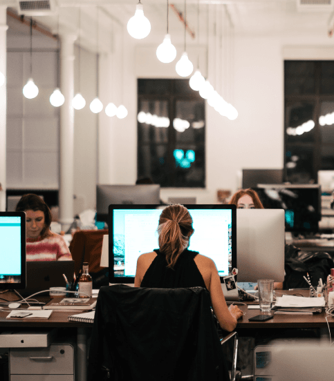 Photo of people working in a contact centre