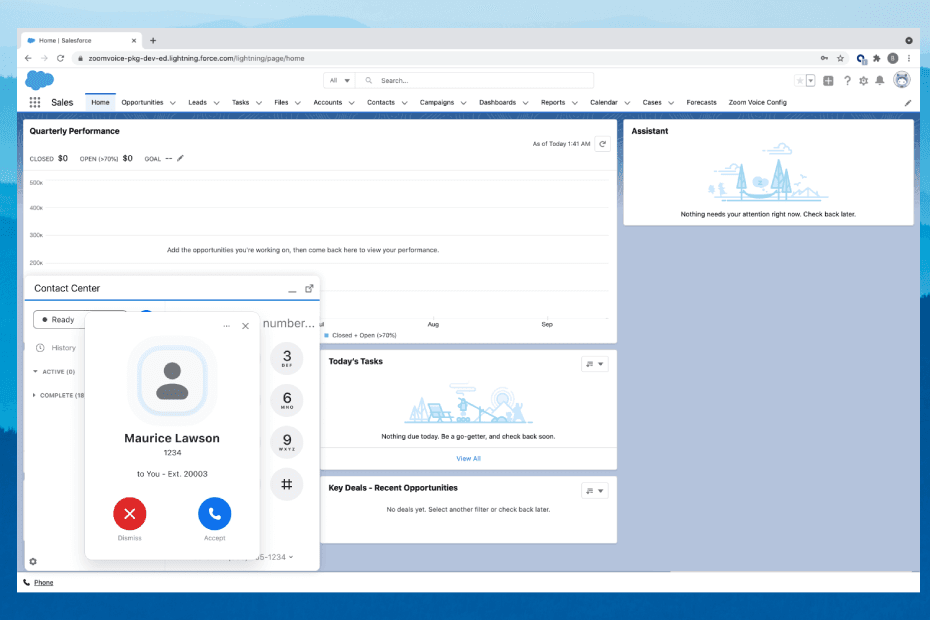 Salesforce integrated with Zoom screenshot