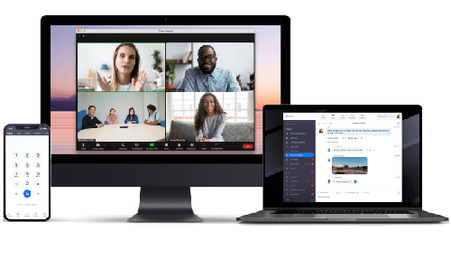 Zoom apps running on mobile, desktop, laptop devices